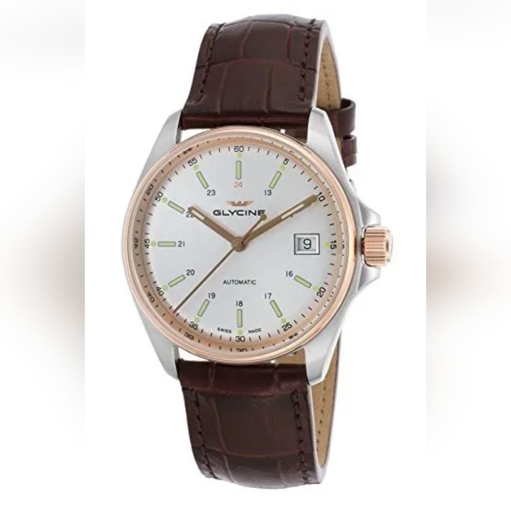 Glycine 3916-331-LBK7F Men's Combat 6 Automatic Brown Leather Silver-Tone Watch